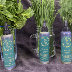 Mint Herb Oil, Chive Herb Oil, Dill Herb Oil