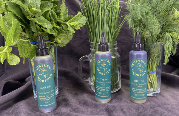 Mint Herb Oil, Chive Herb Oil, Dill Herb Oil
