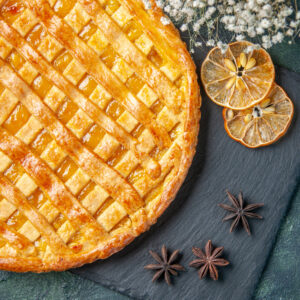 Pumpkin Pie with Dried Orange Slices